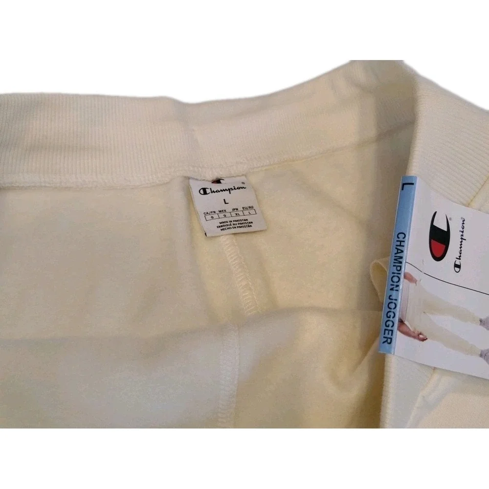 Champion Men's Warm Soft Fleece Side Pockets Drawcord‎ Jogger Large Natural